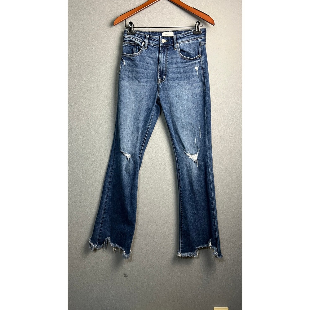 KanCan Premier High Rise Flare Distressed Raw‎ Step Hem Jeans PR1014M Size 7/27